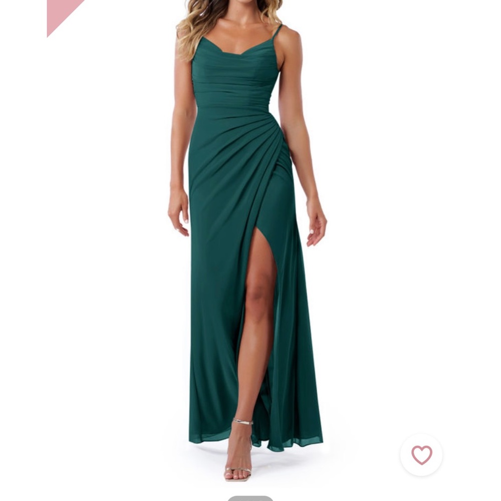 Azazie Deandra dress in peacock